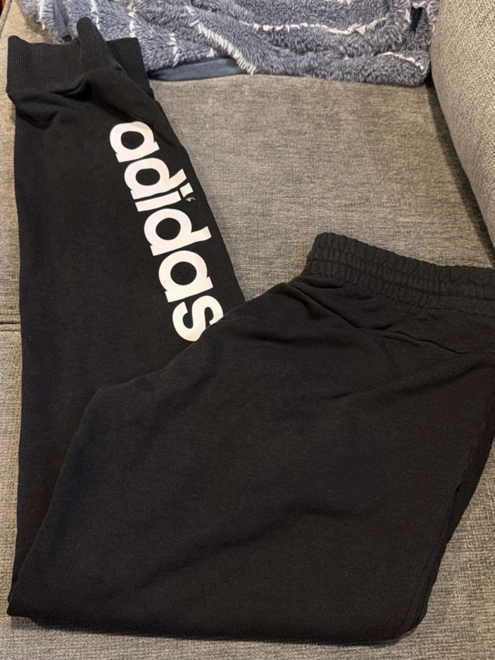 adidas Black Joggers with White Side Logo